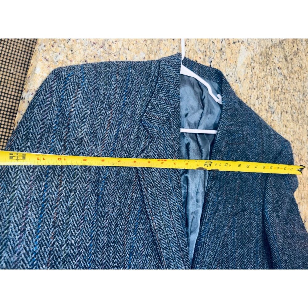 Vintage Ricksons British Wool Herringbone Blazer Jacket 44R Preppy Academic Mone - Picture 5 of 15